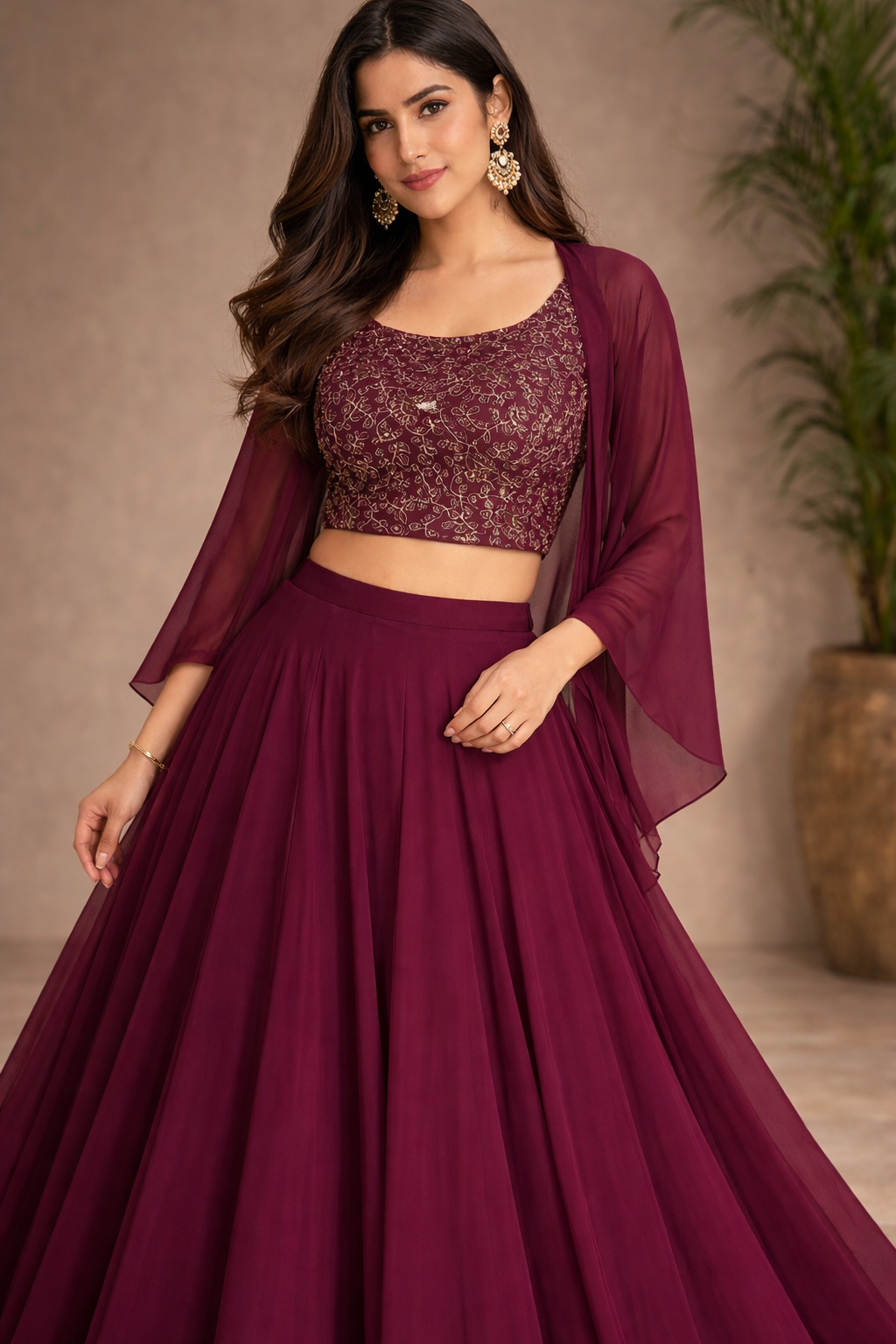 Crop top with skirt and shrug