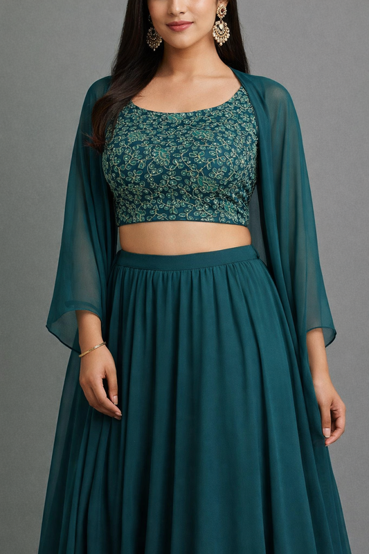 Crop top with skirt and shrug