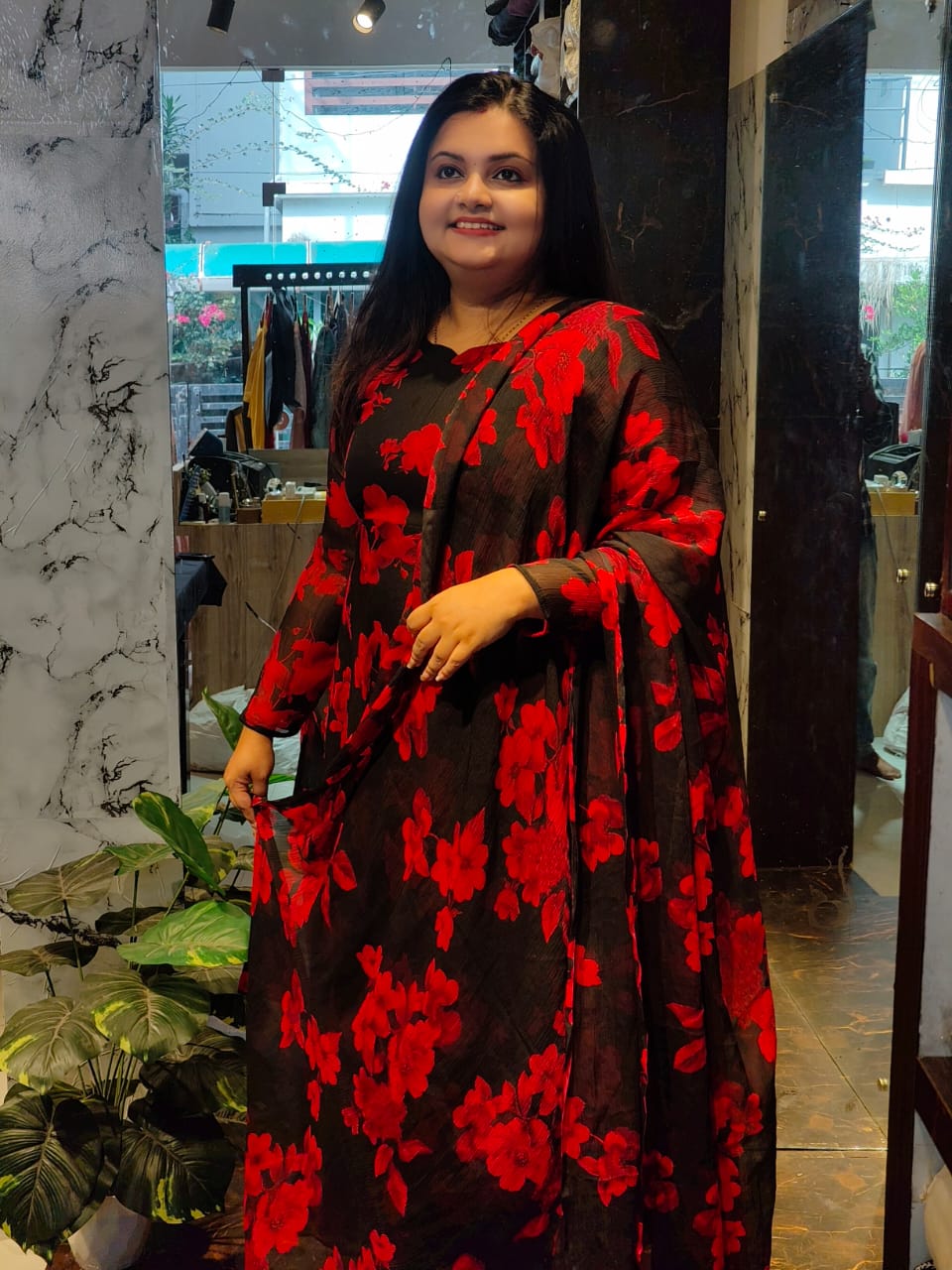 Black & Red Anarkali