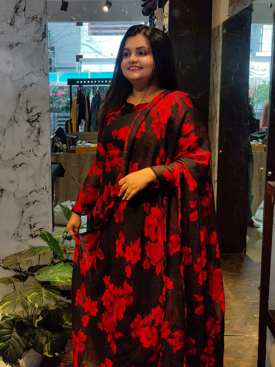 Black & Red Anarkali