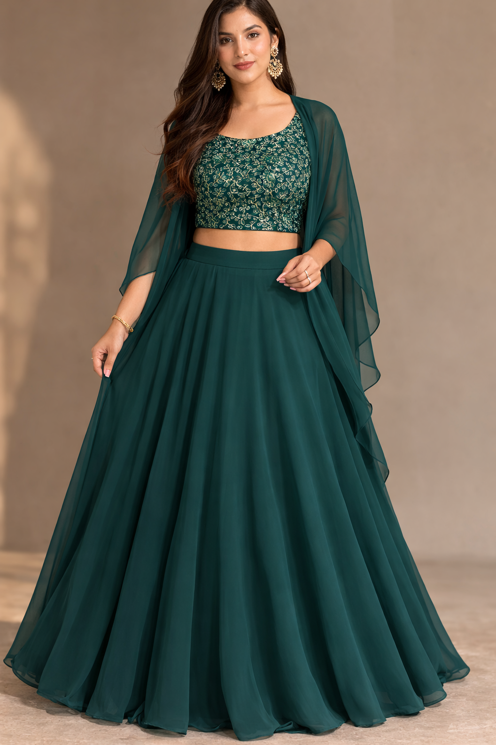 Crop top with skirt and shrug
